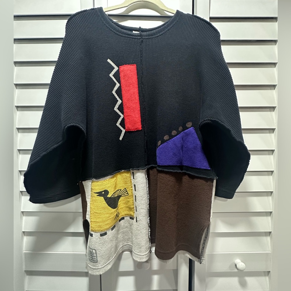 Vintage Miyo New York Abstract Colorful Patchwork Sweater- Size 1 (S-L)